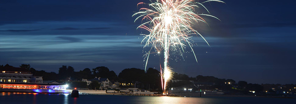 A sea front firework display at the Haven Hotel in Poole, Dorset