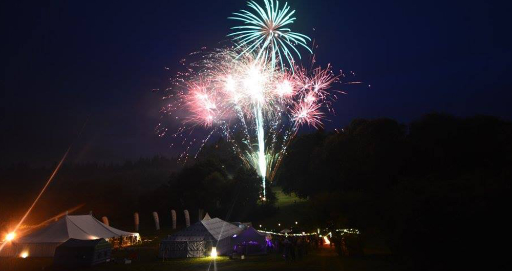 A festival style display at Partyfield near Poole, Dorset