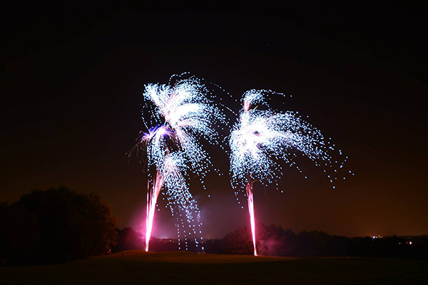 Beautiful firework display at Lulworth castle in Wareham, Dorset