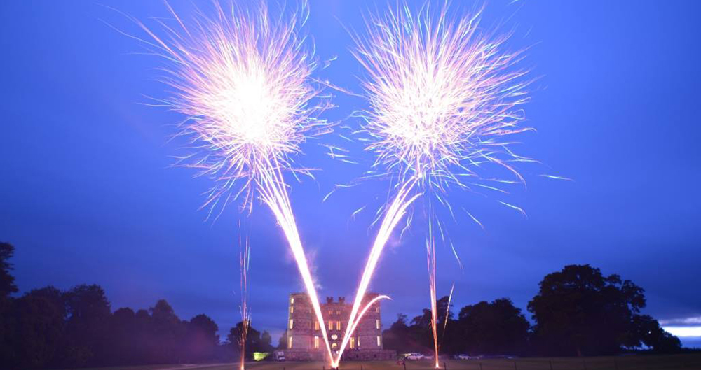 Wedding Fireworks at Lulworth Castle in Wareham, Dorset