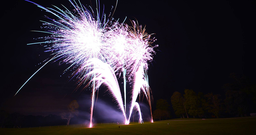 Large scale firework display at Dudsbury Gold Club